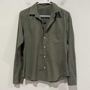 FRANK & EILEEN Barry Button Down Shirt Green Lightweight Cotton FLAW Size Small